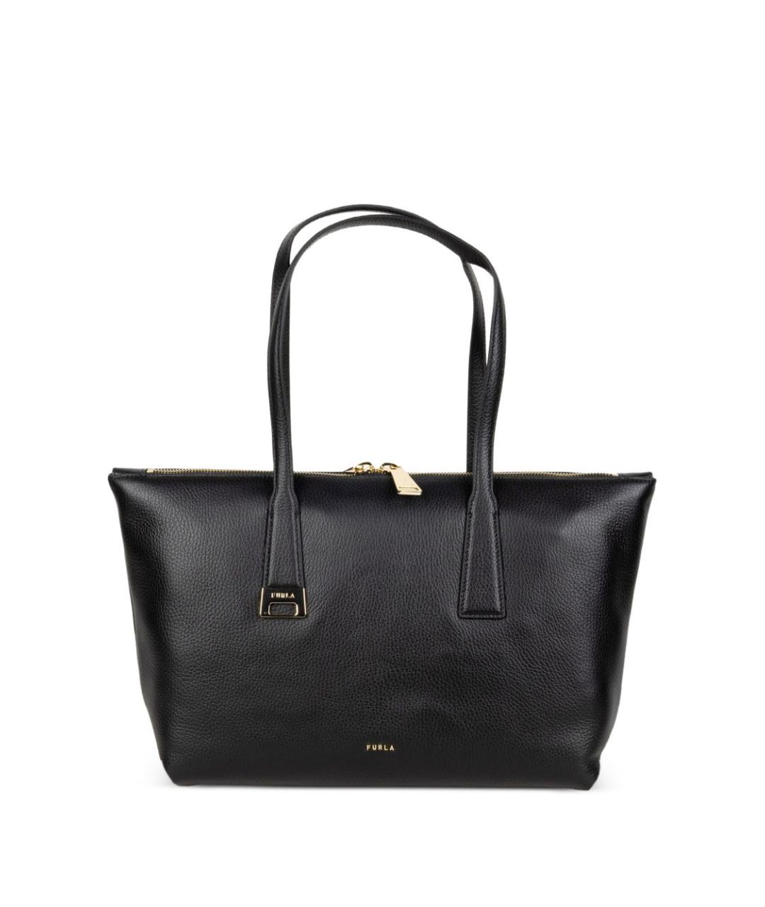 FURLA Черная кожаная сумка тоут, фото 1