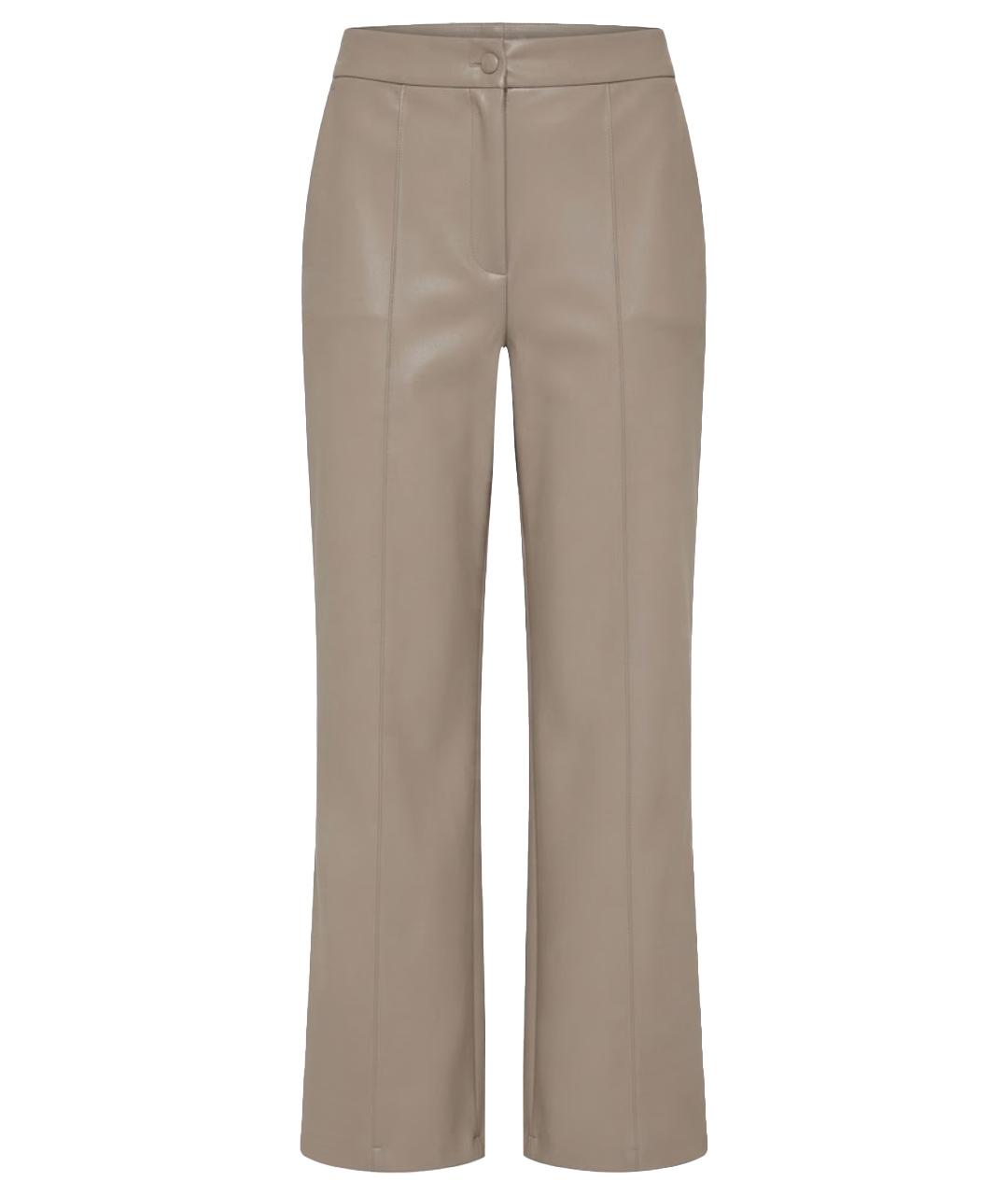 MAX MARA Бежевые полиэстеровые прямые брюки, фото 1