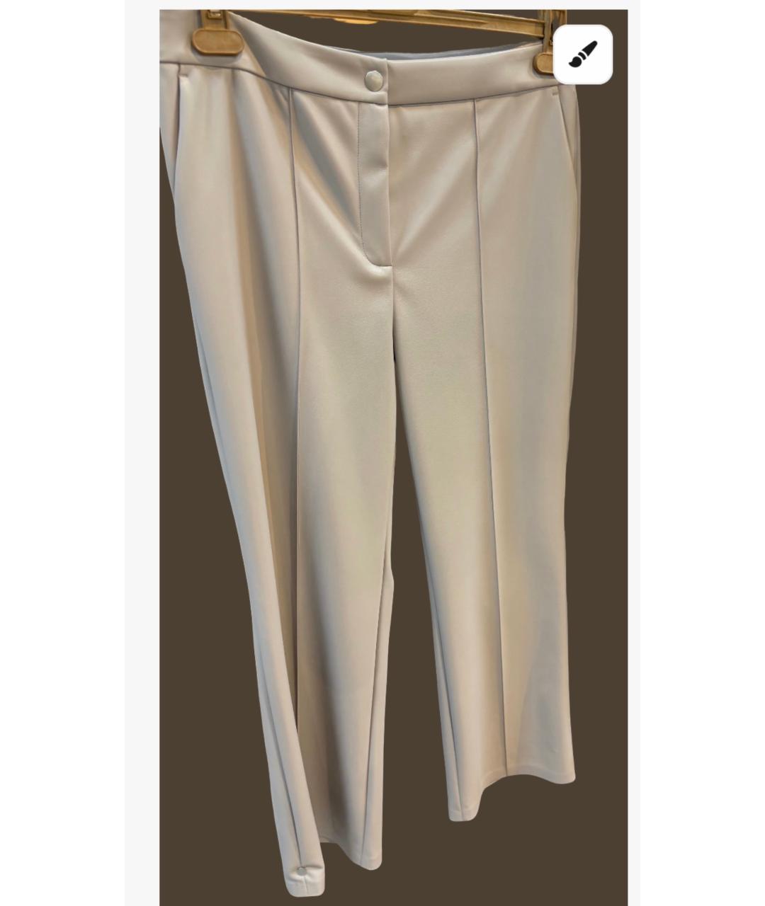 MAX MARA Бежевые полиэстеровые прямые брюки, фото 4