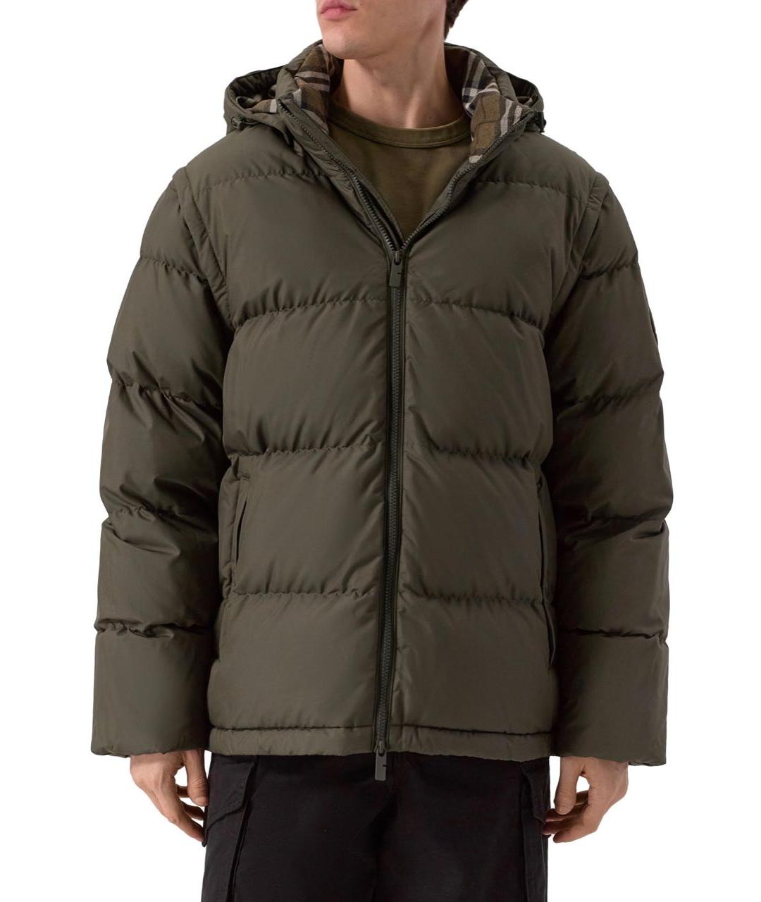 BURBERRY Хаки полиэстеровый пуховик, фото 4