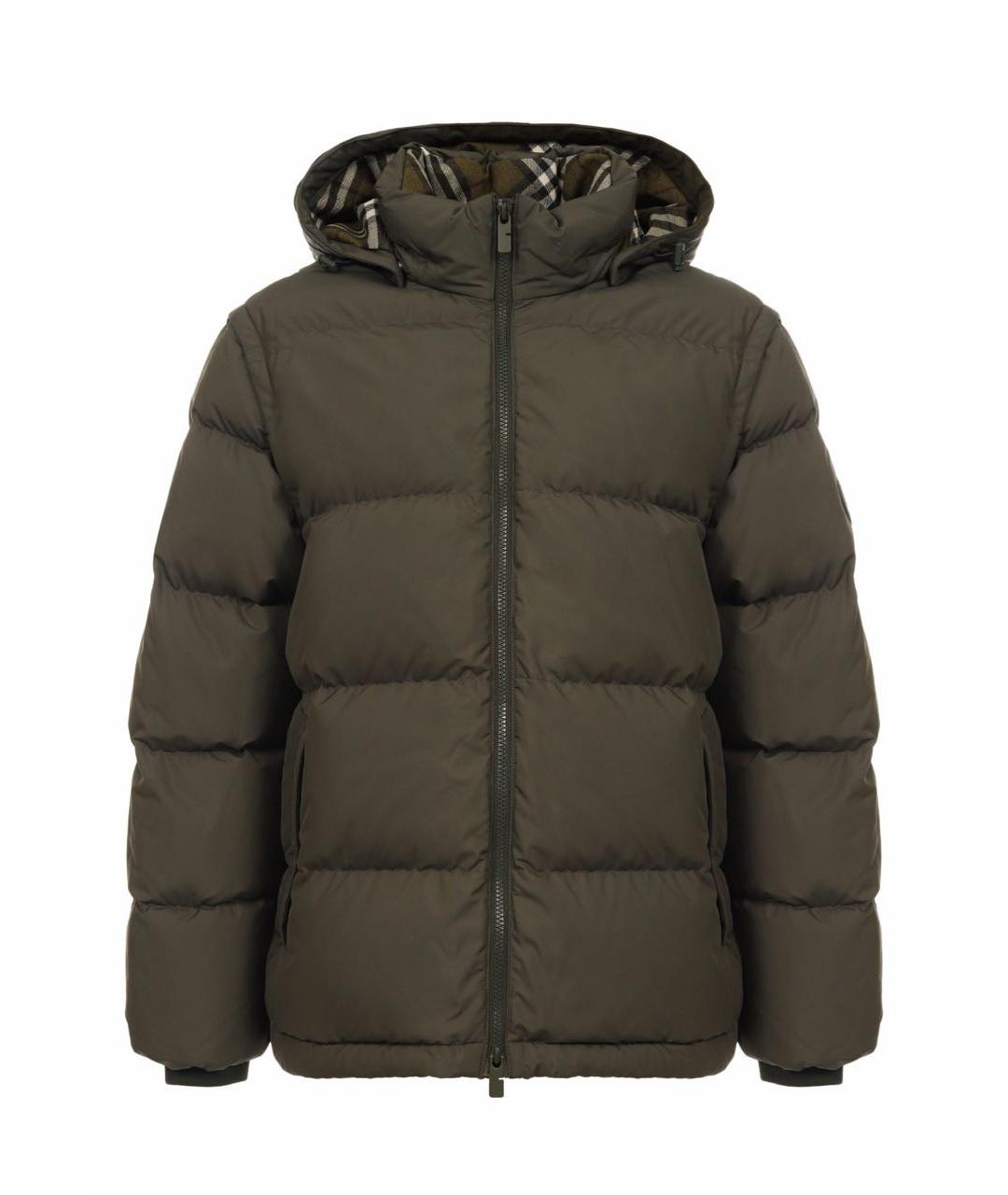 BURBERRY Хаки полиэстеровый пуховик, фото 1