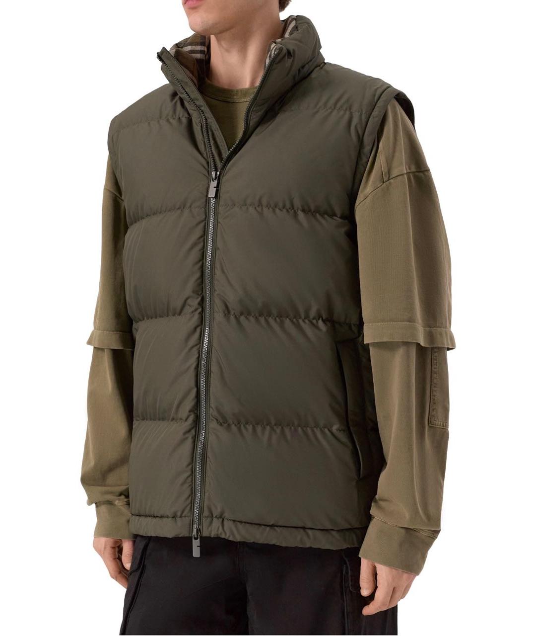 BURBERRY Хаки полиэстеровый пуховик, фото 3