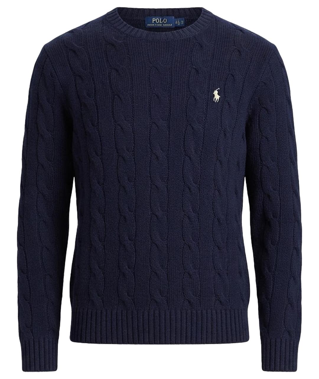 RALPH LAUREN Темно-синий шерстяной джемпер / свитер, фото 1