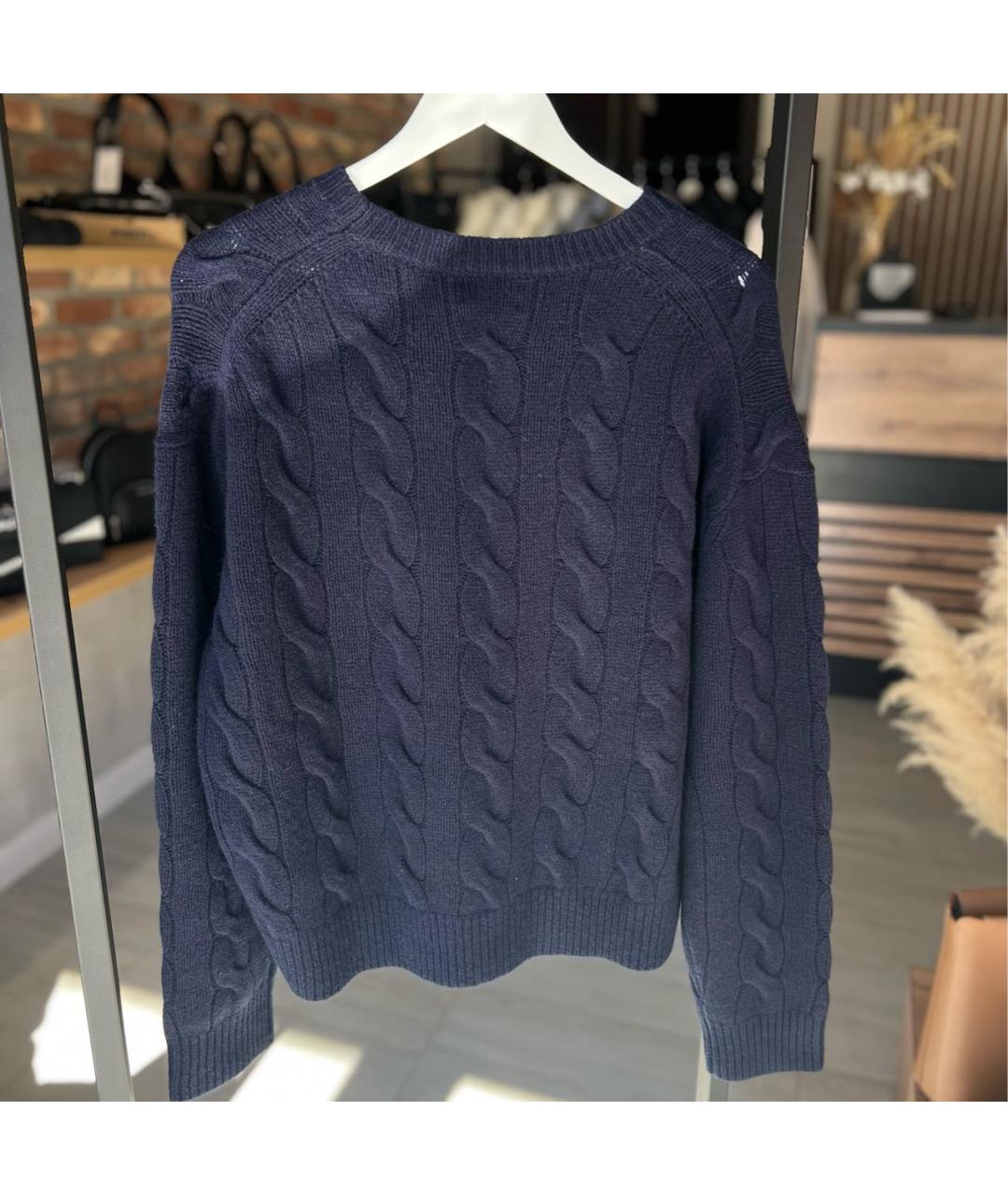 RALPH LAUREN Темно-синий шерстяной джемпер / свитер, фото 2