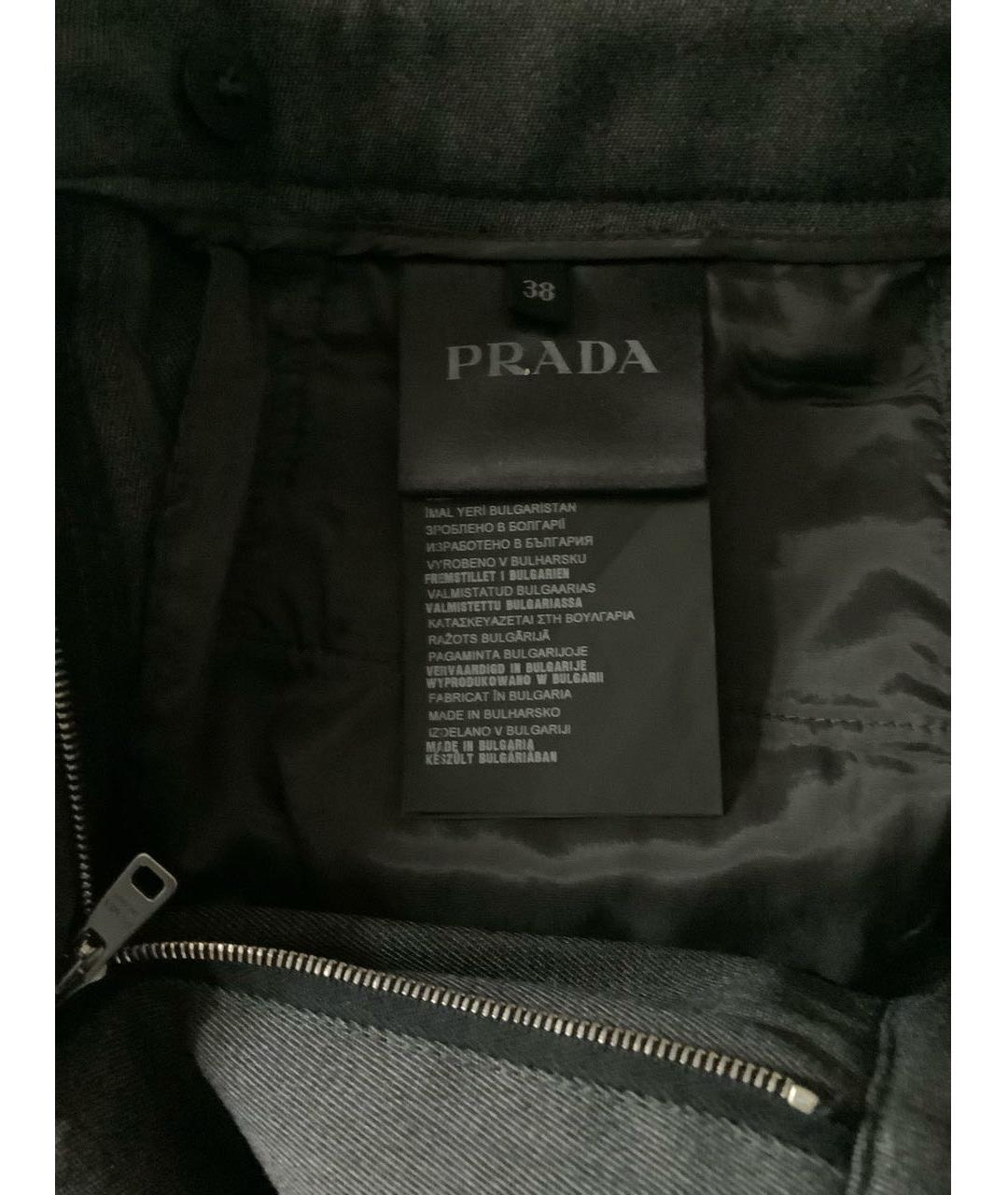 PRADA Серые шерстяные брюки узкие, фото 4