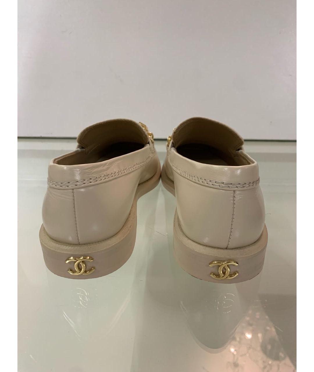 CHANEL Бежевые кожаные лоферы, фото 4
