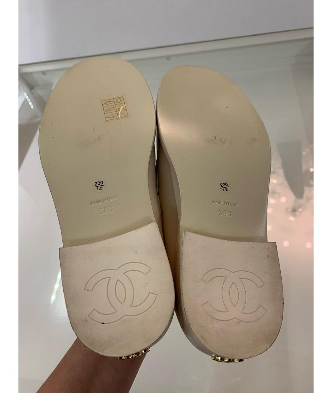 CHANEL Бежевые кожаные лоферы, фото 6