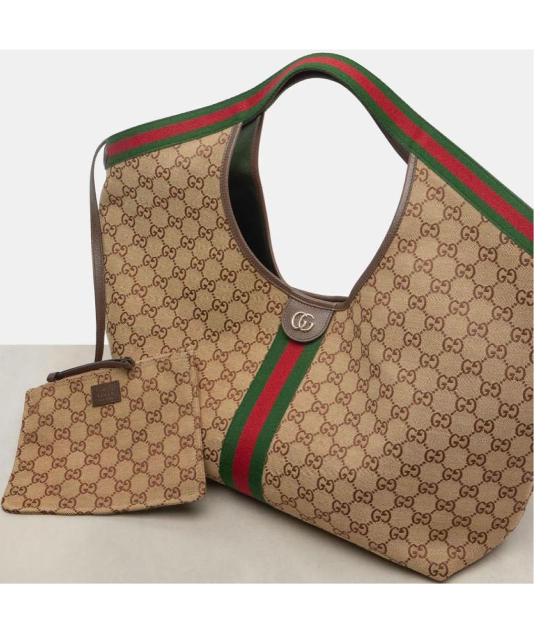 GUCCI Бежевая сумка тоут из канвы, фото 3