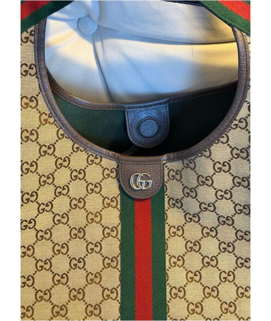GUCCI Бежевая сумка тоут из канвы, фото 4