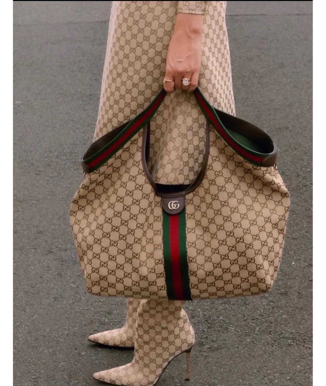 GUCCI Бежевая сумка тоут из канвы, фото 7