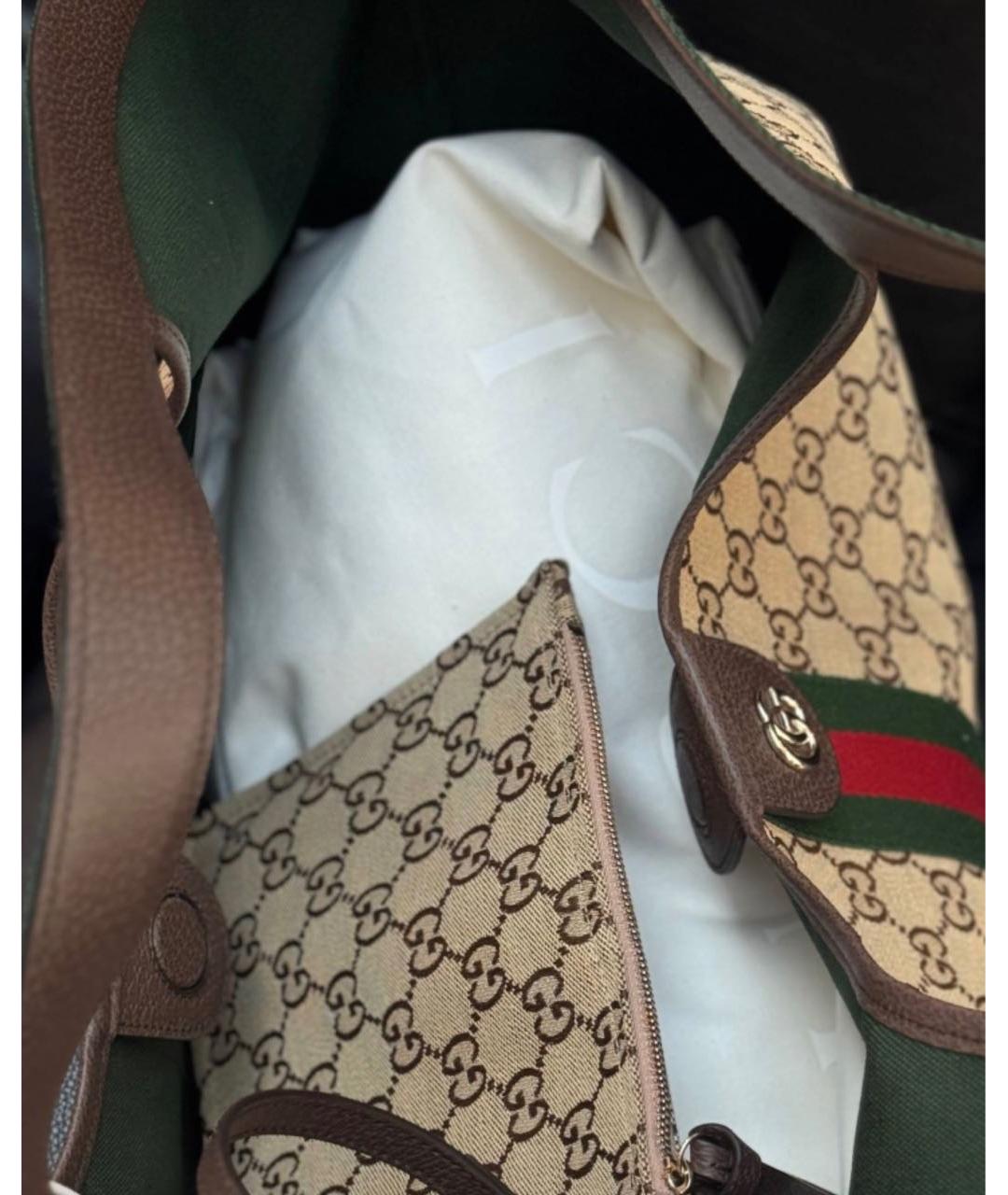GUCCI Бежевая сумка тоут из канвы, фото 5