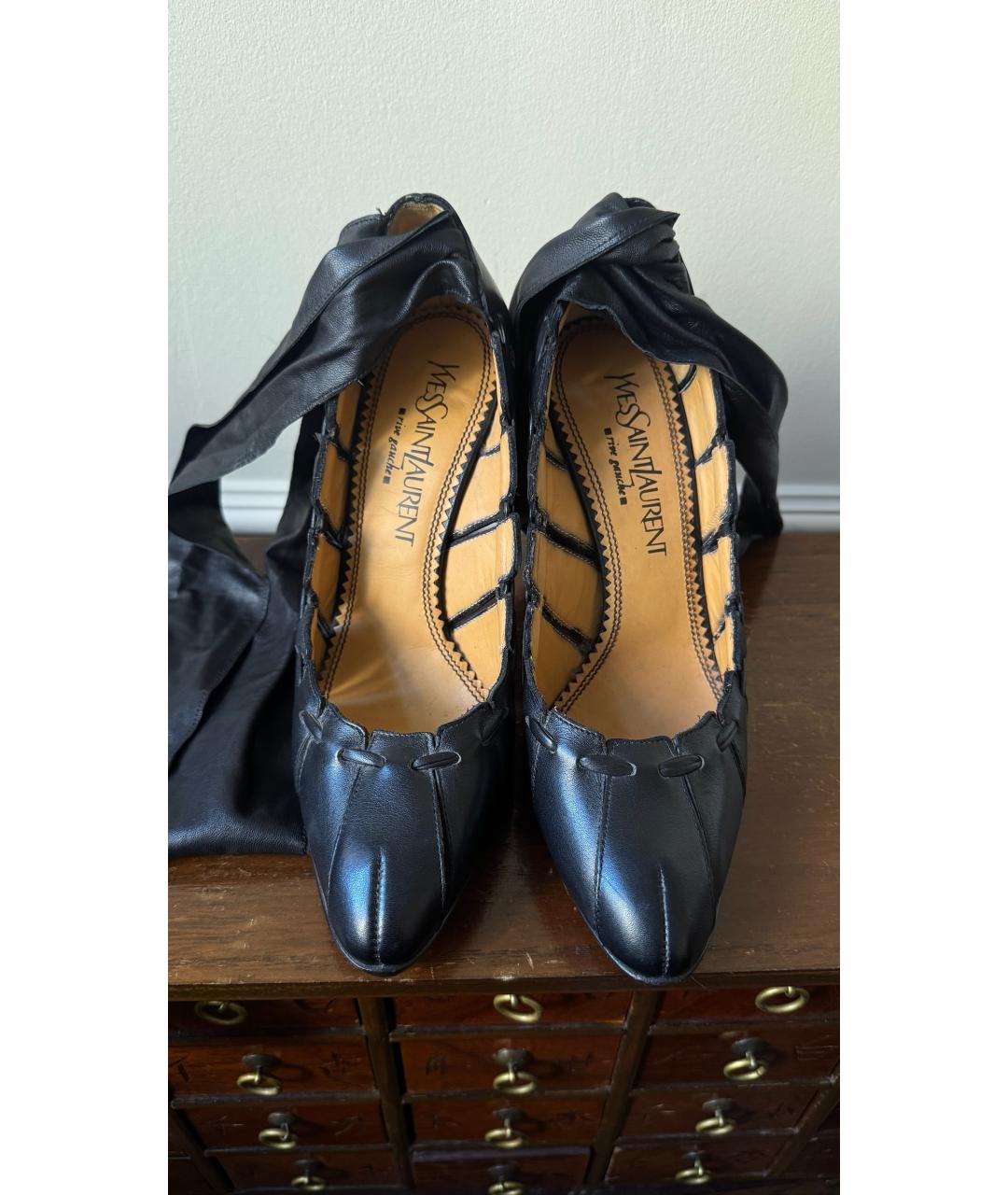 SAINT LAURENT Черные кожаные туфли, фото 6