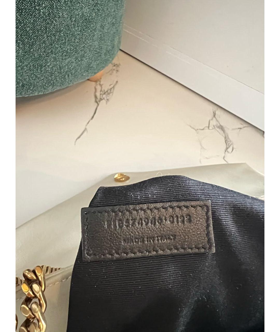 SAINT LAURENT Бежевая кожаная сумка через плечо, фото 4