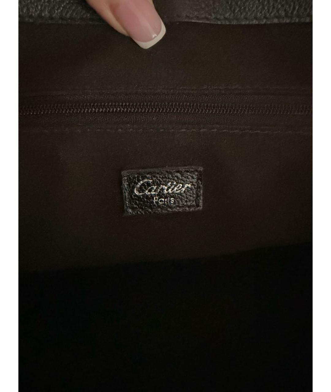 CARTIER Черная кожаная сумка тоут, фото 8