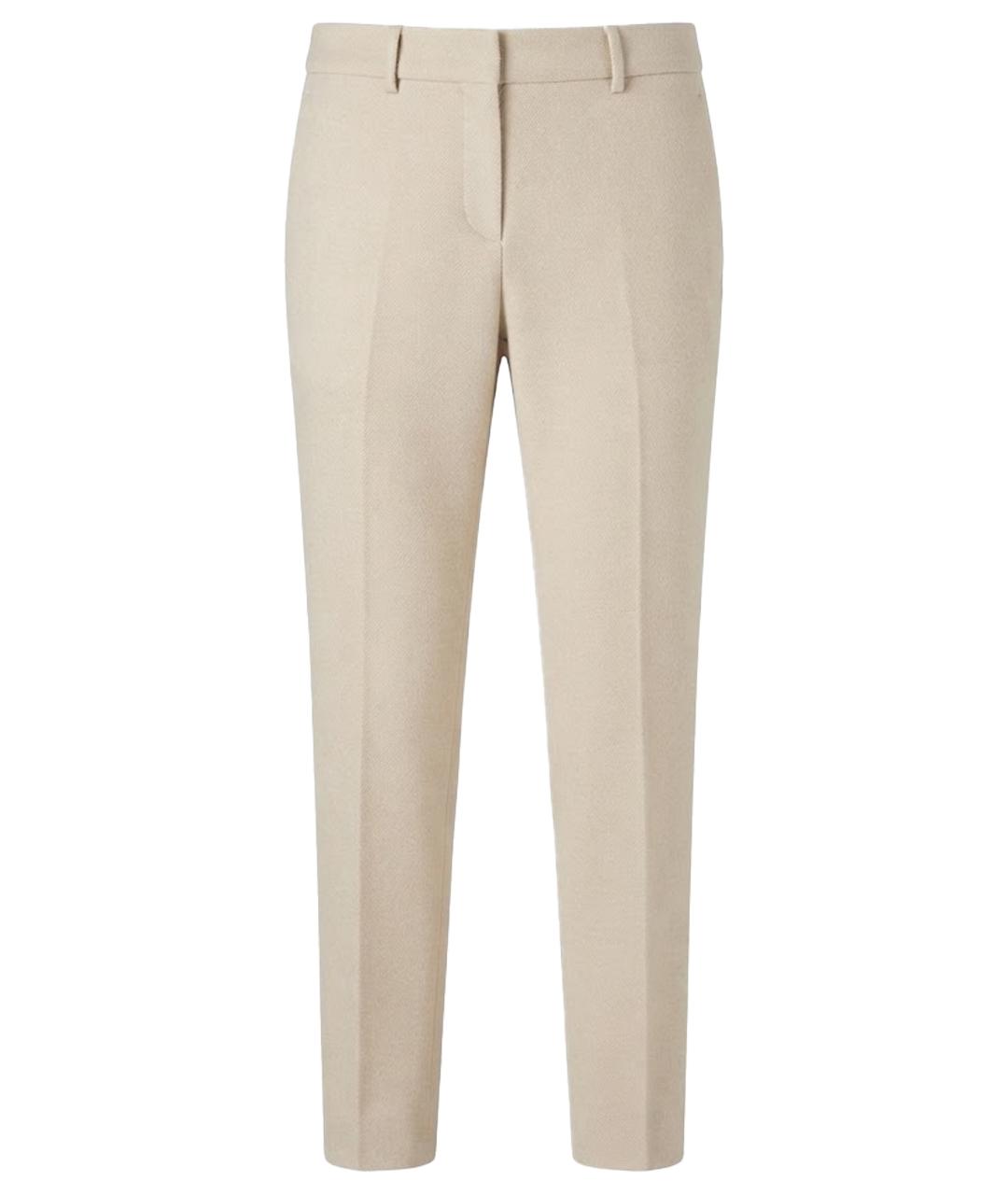 ERMANNO SCERVINO Бежевые шерстяные прямые брюки, фото 1