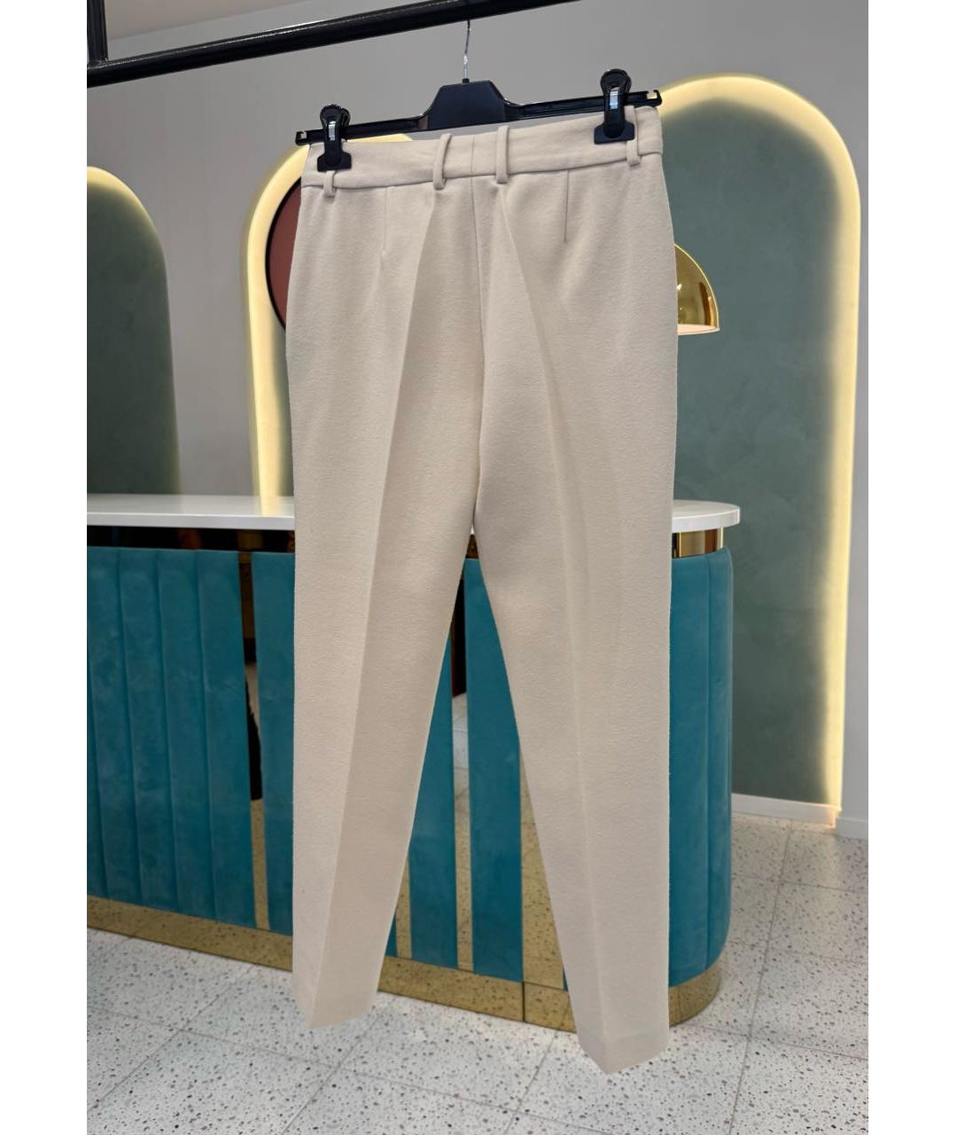ERMANNO SCERVINO Бежевые шерстяные прямые брюки, фото 2