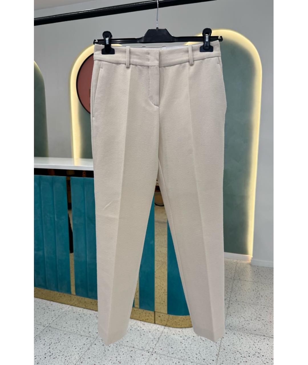 ERMANNO SCERVINO Бежевые шерстяные прямые брюки, фото 5