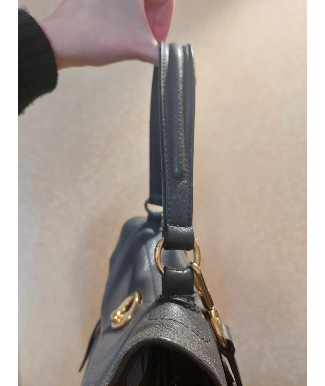 SAINT LAURENT Серая кожаная сумка тоут, фото 5