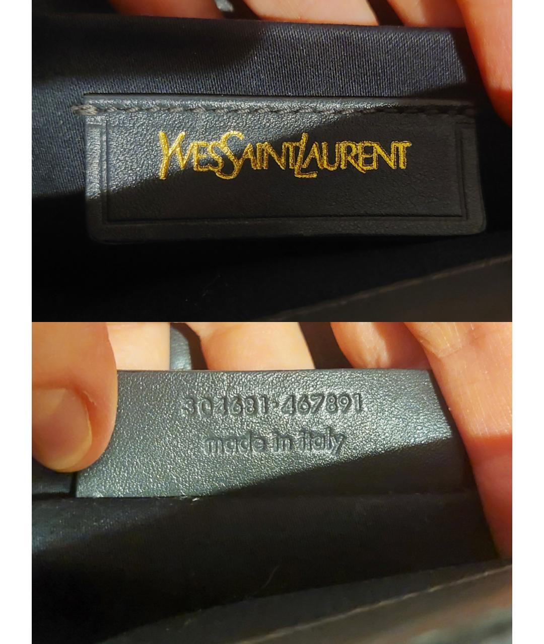SAINT LAURENT Серая кожаная сумка тоут, фото 2