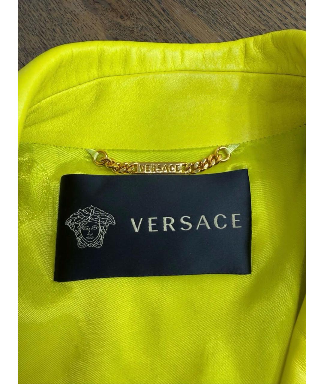VERSACE Желтая кожаная куртка, фото 2
