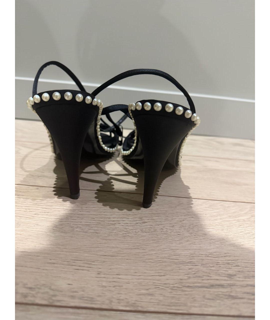 CHANEL Черные синтетические босоножки, фото 4