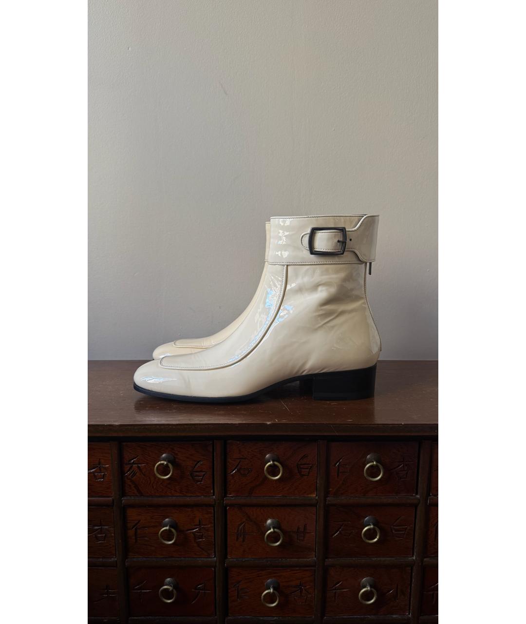 SAINT LAURENT Белые кожаные полусапоги, фото 7