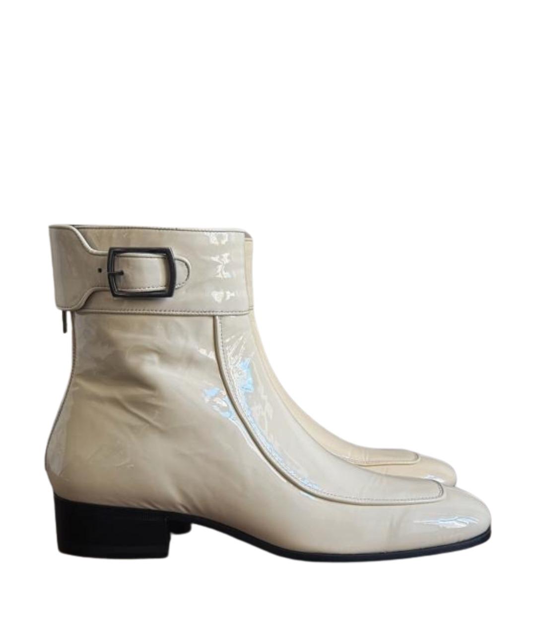 SAINT LAURENT Белые кожаные полусапоги, фото 1
