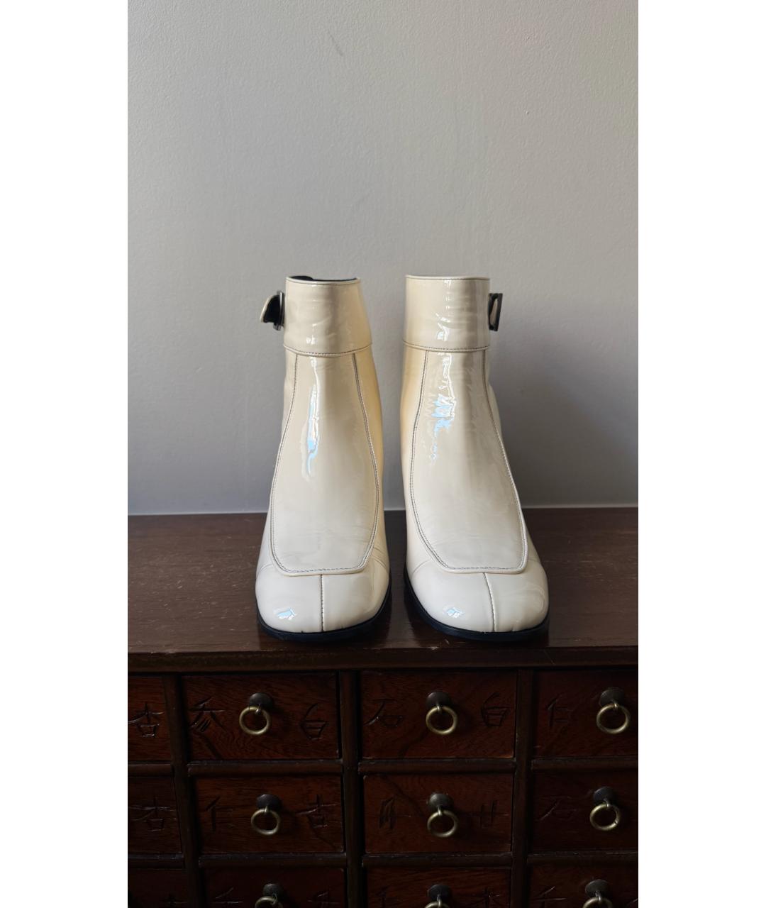 SAINT LAURENT Белые кожаные полусапоги, фото 4