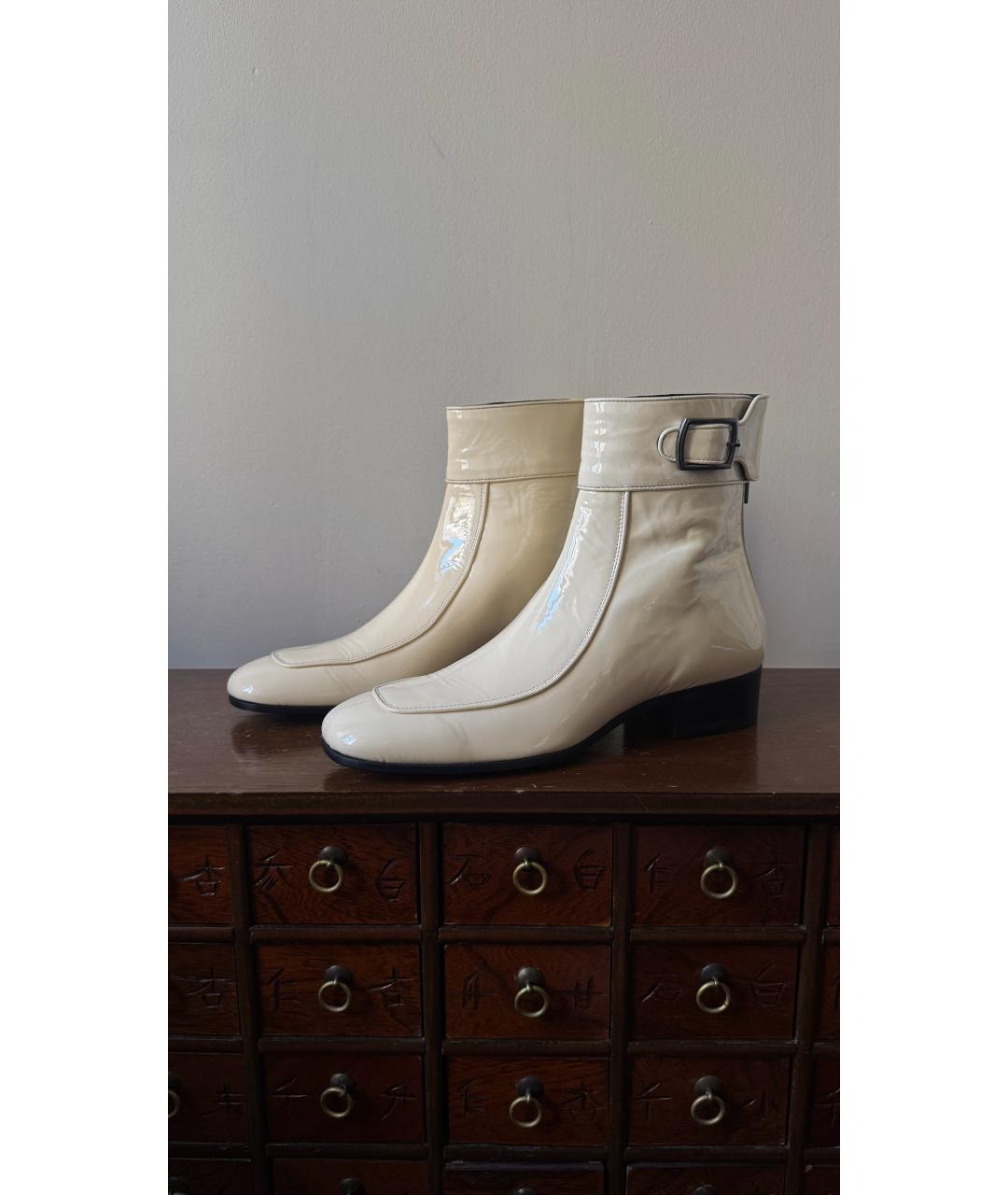 SAINT LAURENT Белые кожаные полусапоги, фото 2