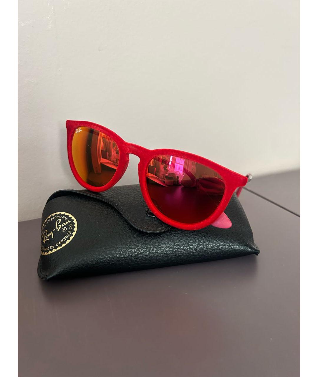 RAY BAN Красные солнцезащитные очки, фото 5