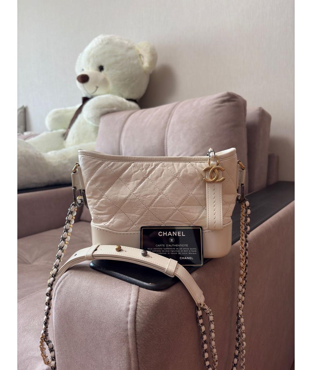 CHANEL Бежевая кожаная сумка через плечо, фото 2