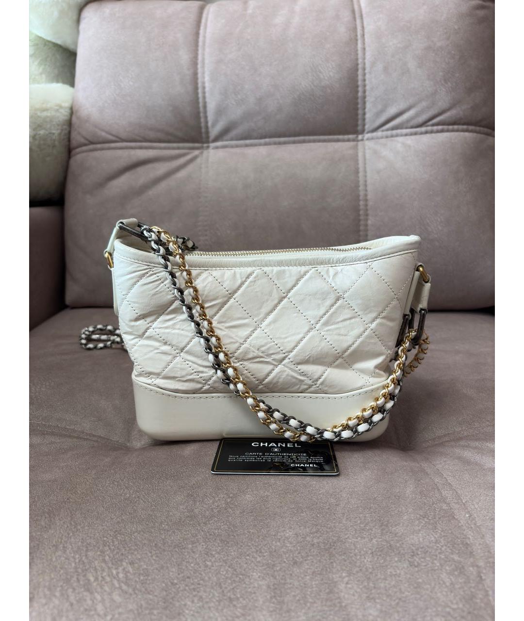 CHANEL Бежевая кожаная сумка через плечо, фото 4