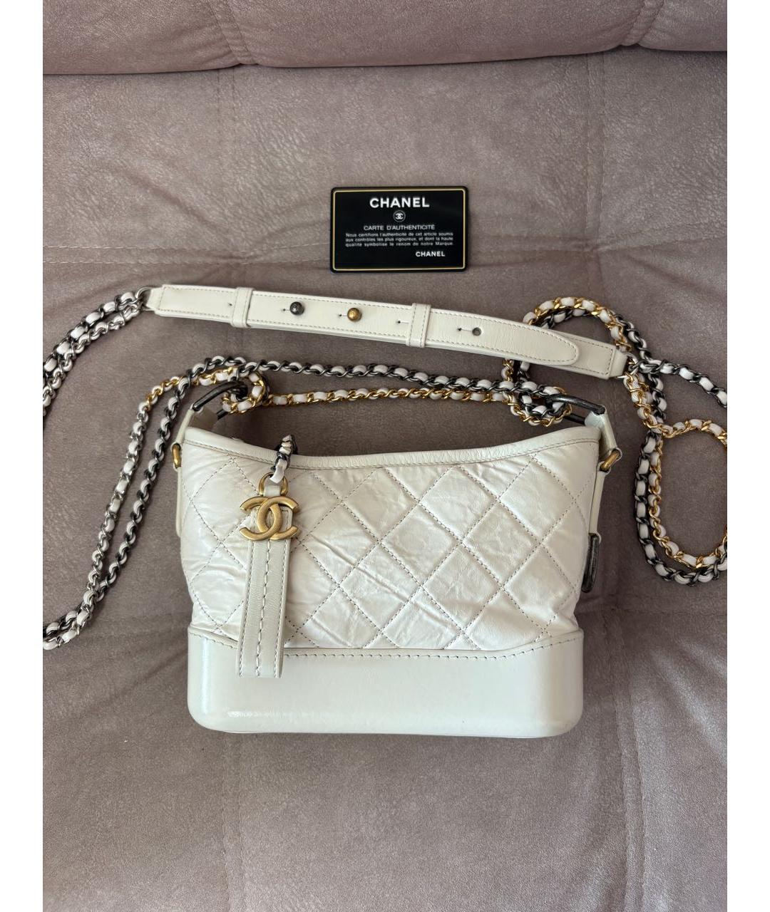 CHANEL Бежевая кожаная сумка через плечо, фото 7