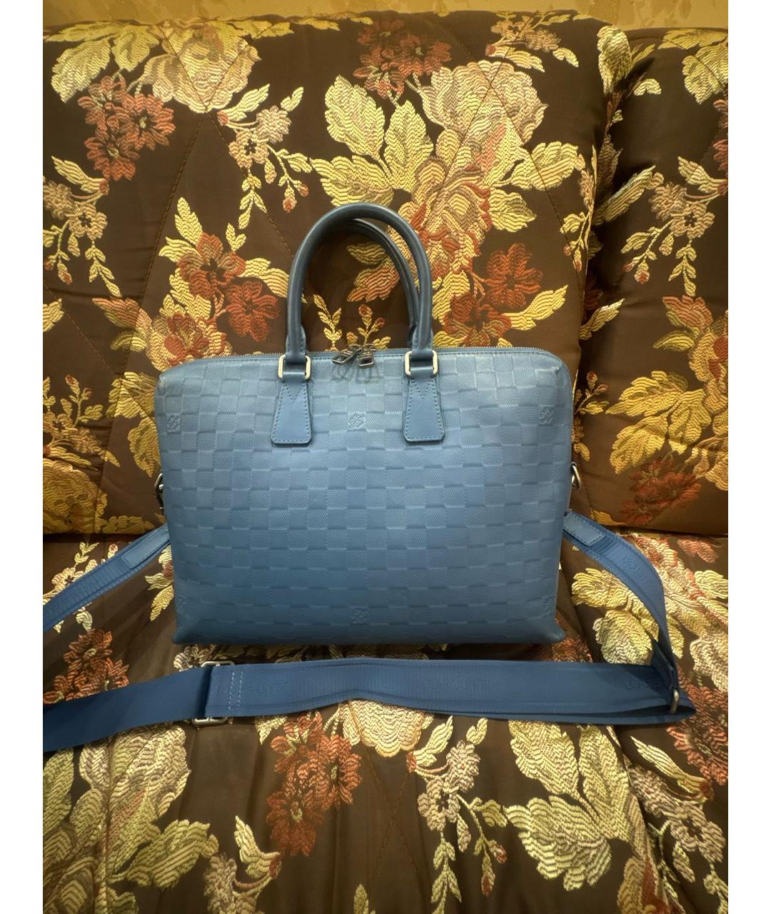 LOUIS VUITTON Синяя кожаная папка для документов, фото 9