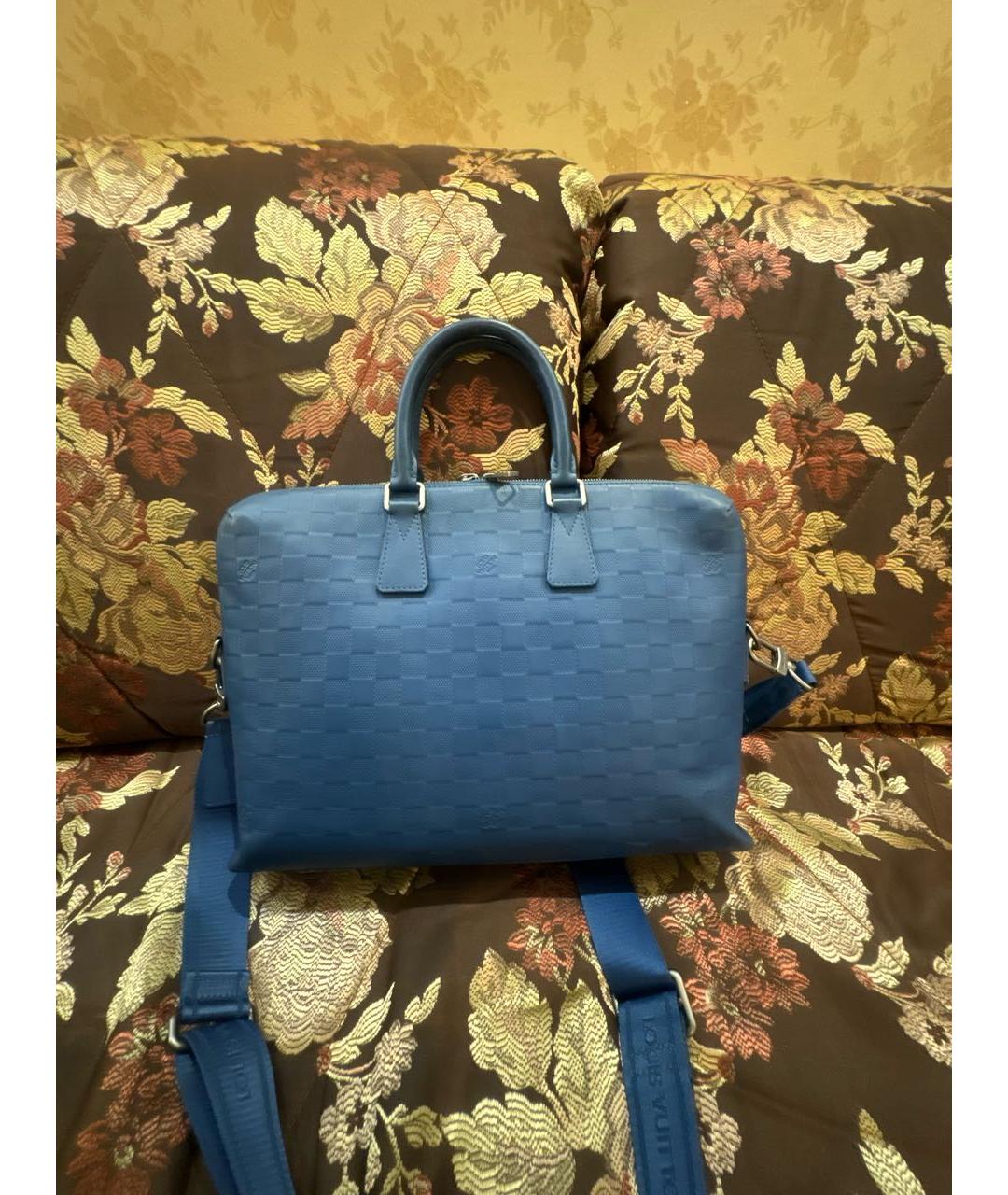 LOUIS VUITTON Синяя кожаная папка для документов, фото 3