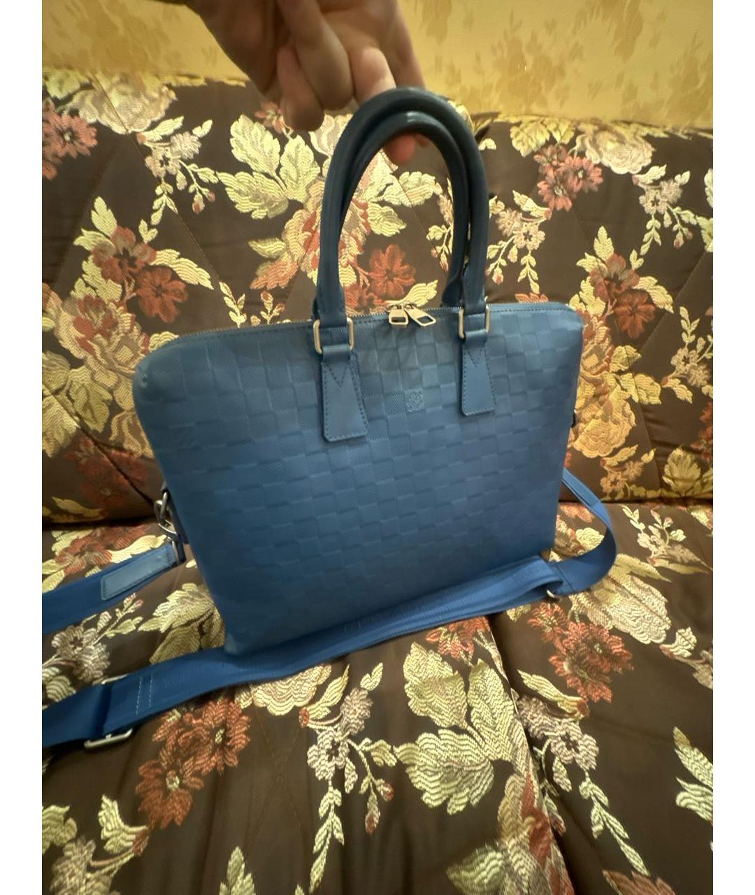 LOUIS VUITTON Синяя кожаная папка для документов, фото 2