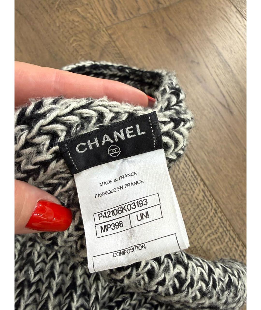 CHANEL Серый шарф, фото 2