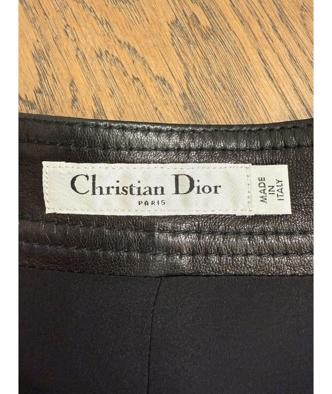 CHRISTIAN DIOR Черные кожаные шорты, фото 3