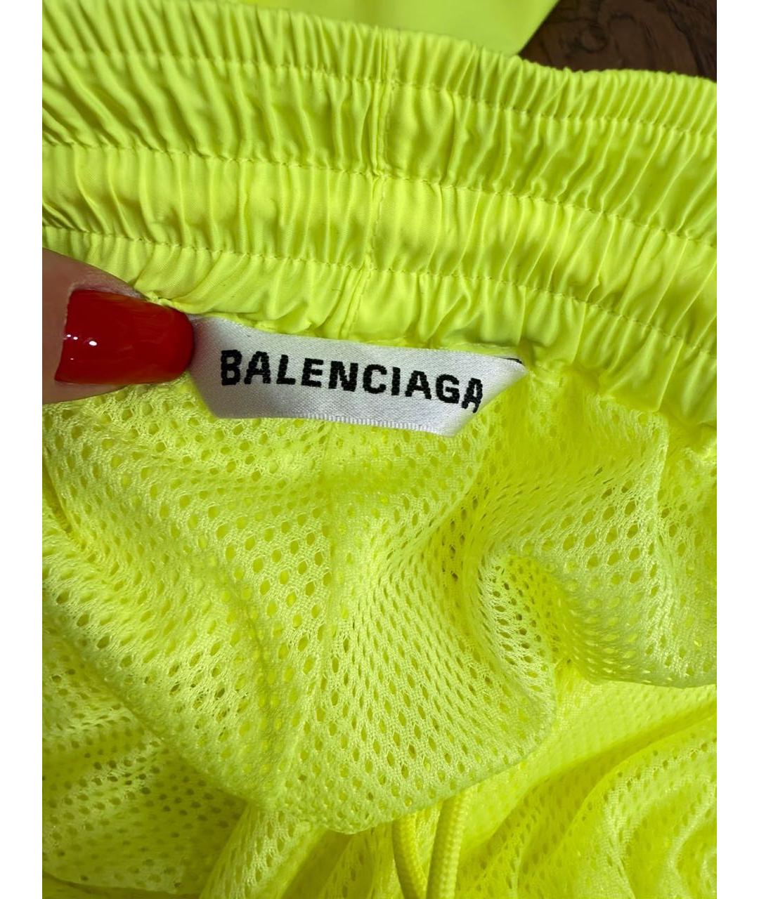 BALENCIAGA Желтые полиэстеровые прямые брюки, фото 2