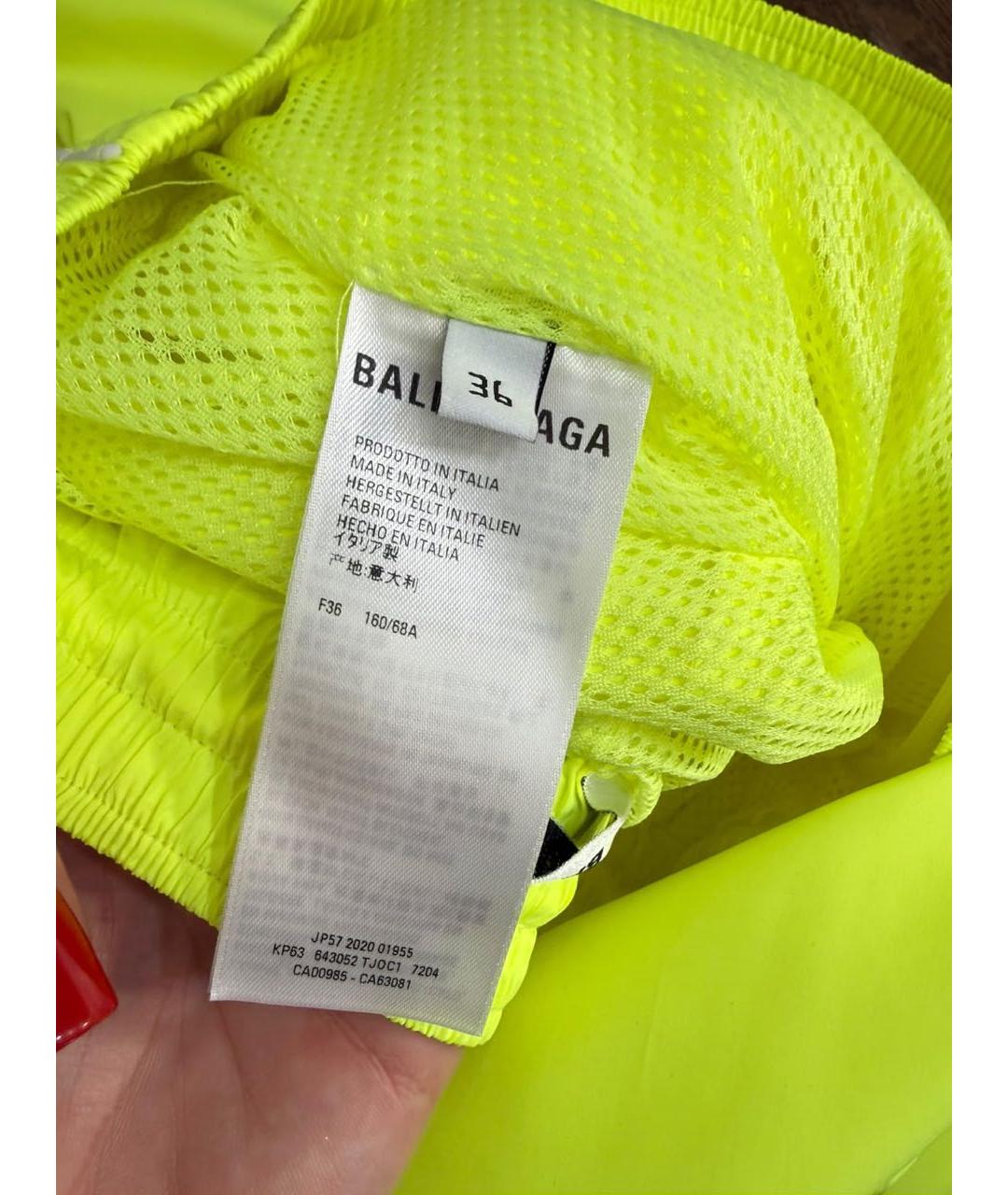 BALENCIAGA Желтые полиэстеровые прямые брюки, фото 3