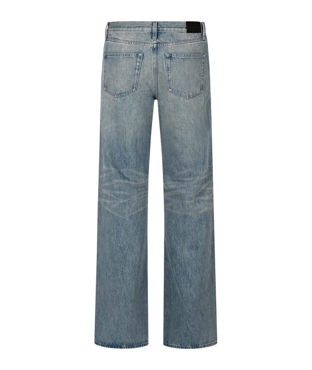 GUCCI Голубые хлопковые прямые джинсы, фото 3