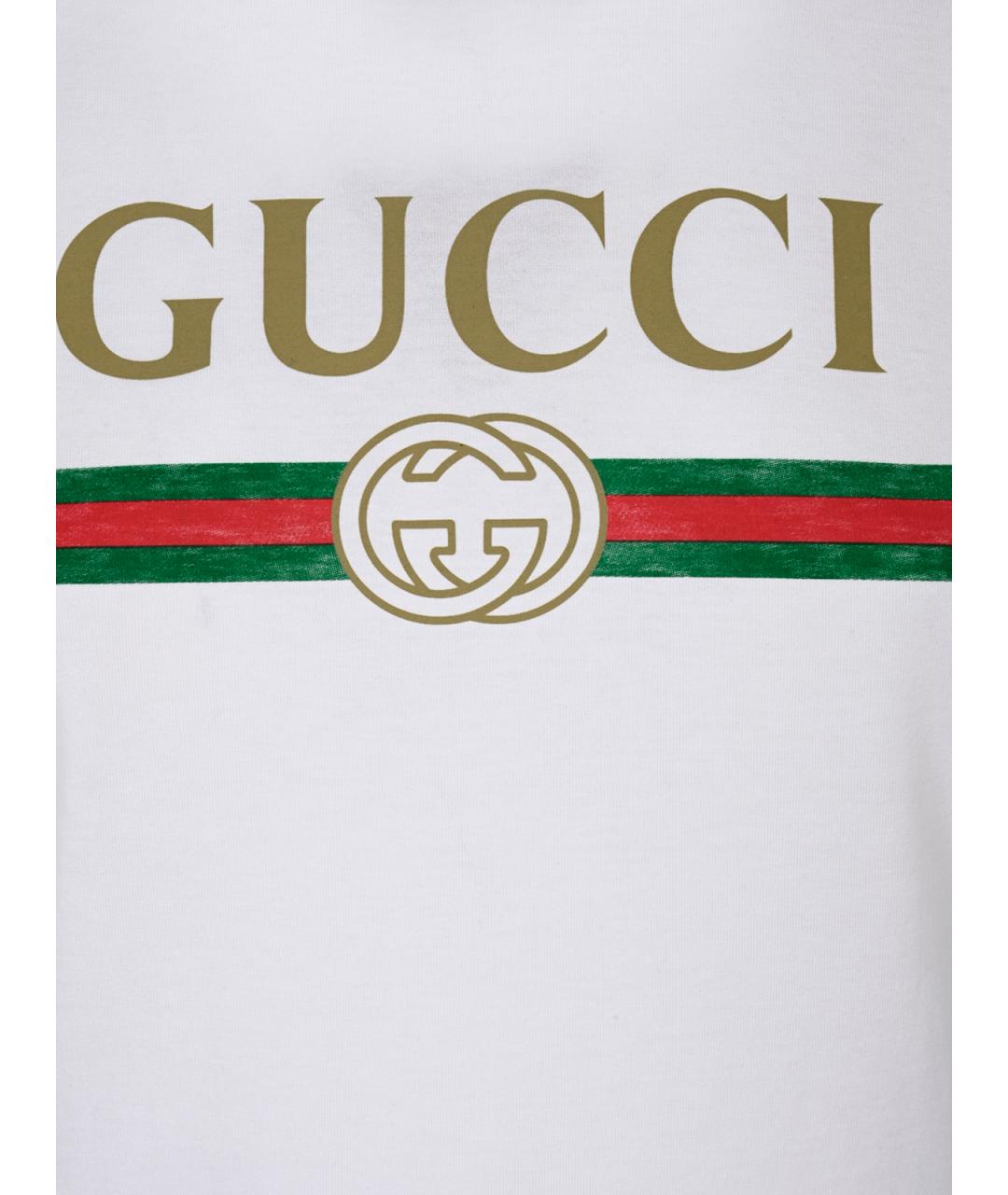 GUCCI Белая хлопковая футболка, фото 3