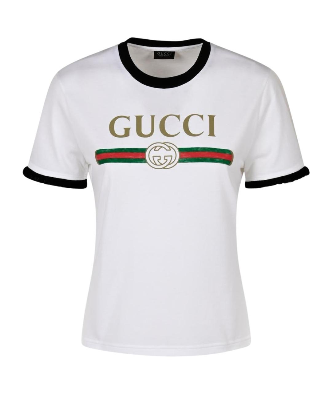 GUCCI Белая хлопковая футболка, фото 1