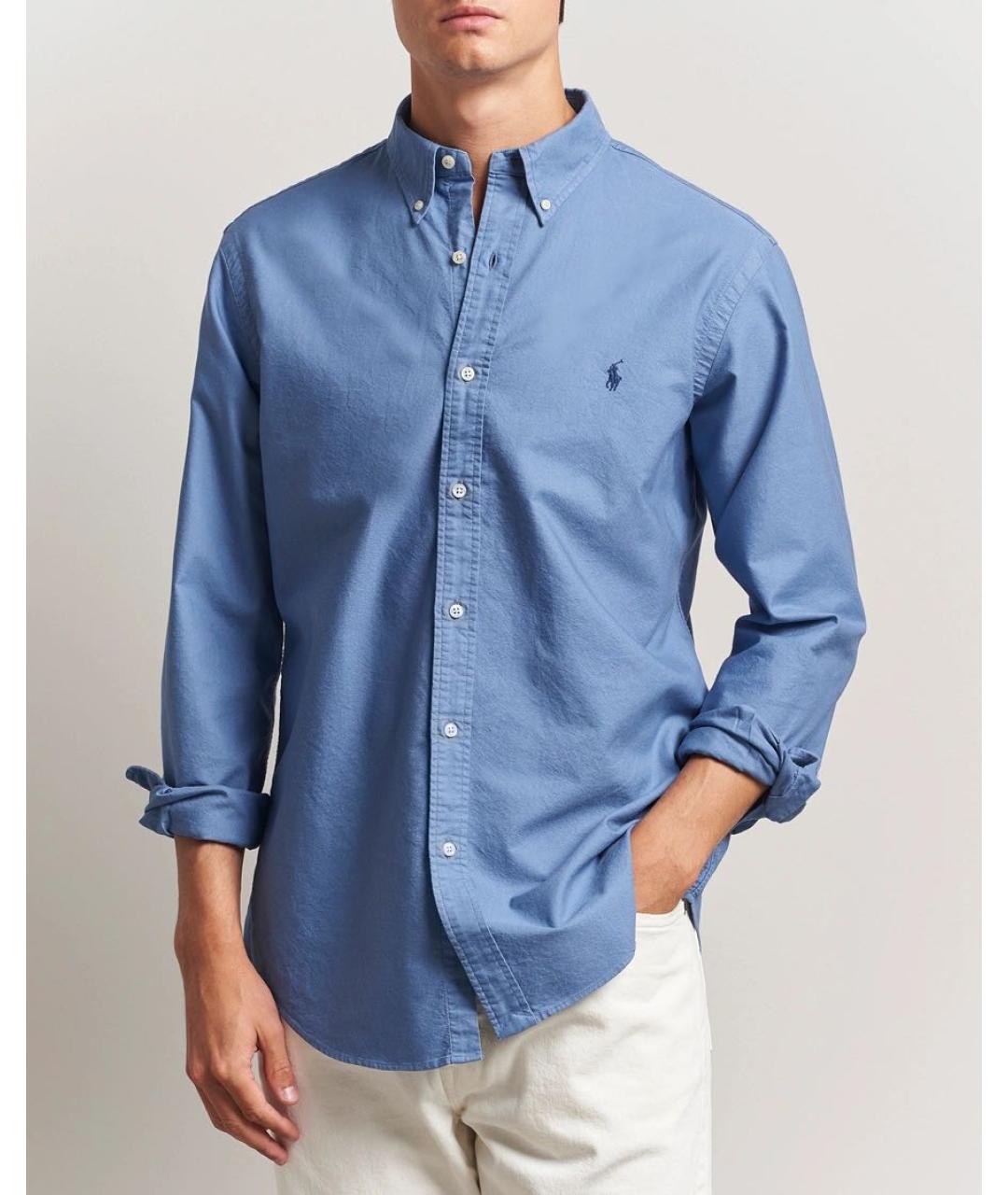 POLO RALPH LAUREN Голубая хлопковая классическая рубашка, фото 4