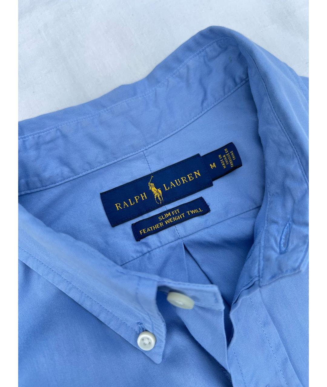 POLO RALPH LAUREN Голубая хлопковая классическая рубашка, фото 7