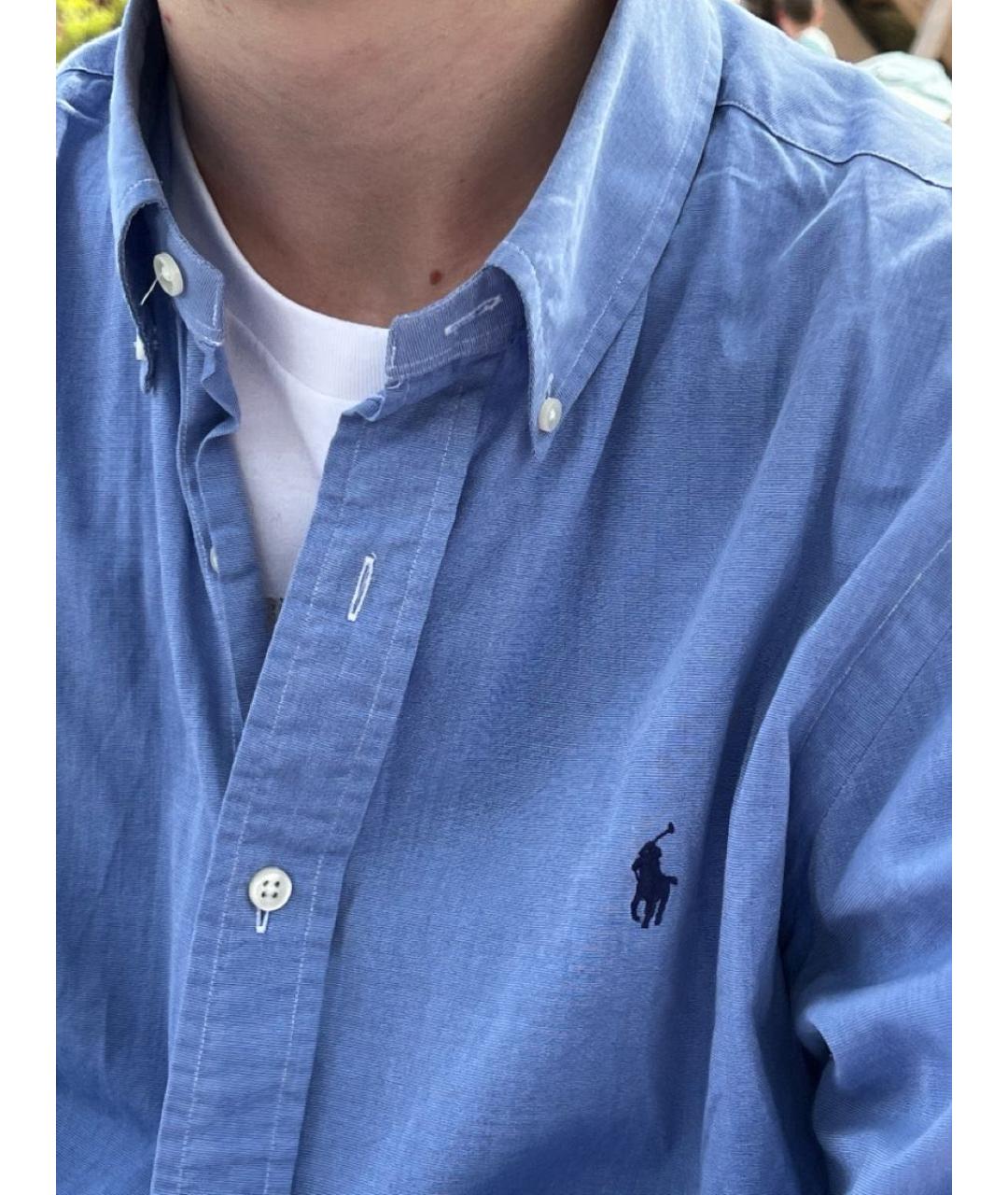 POLO RALPH LAUREN Голубая хлопковая классическая рубашка, фото 5