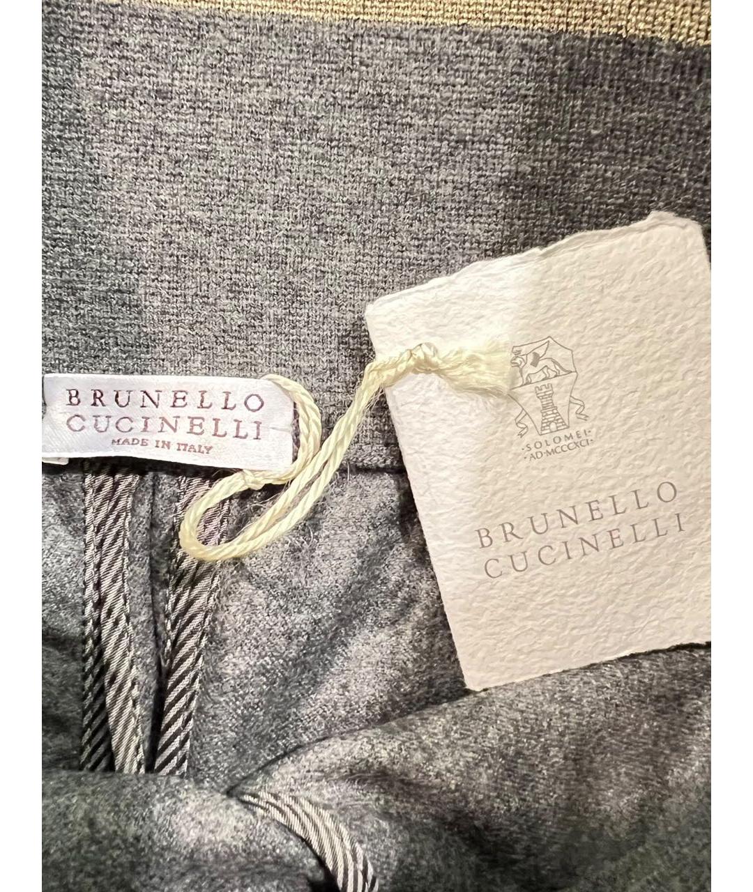 BRUNELLO CUCINELLI Антрацитовые шерстяные бриджи, фото 5