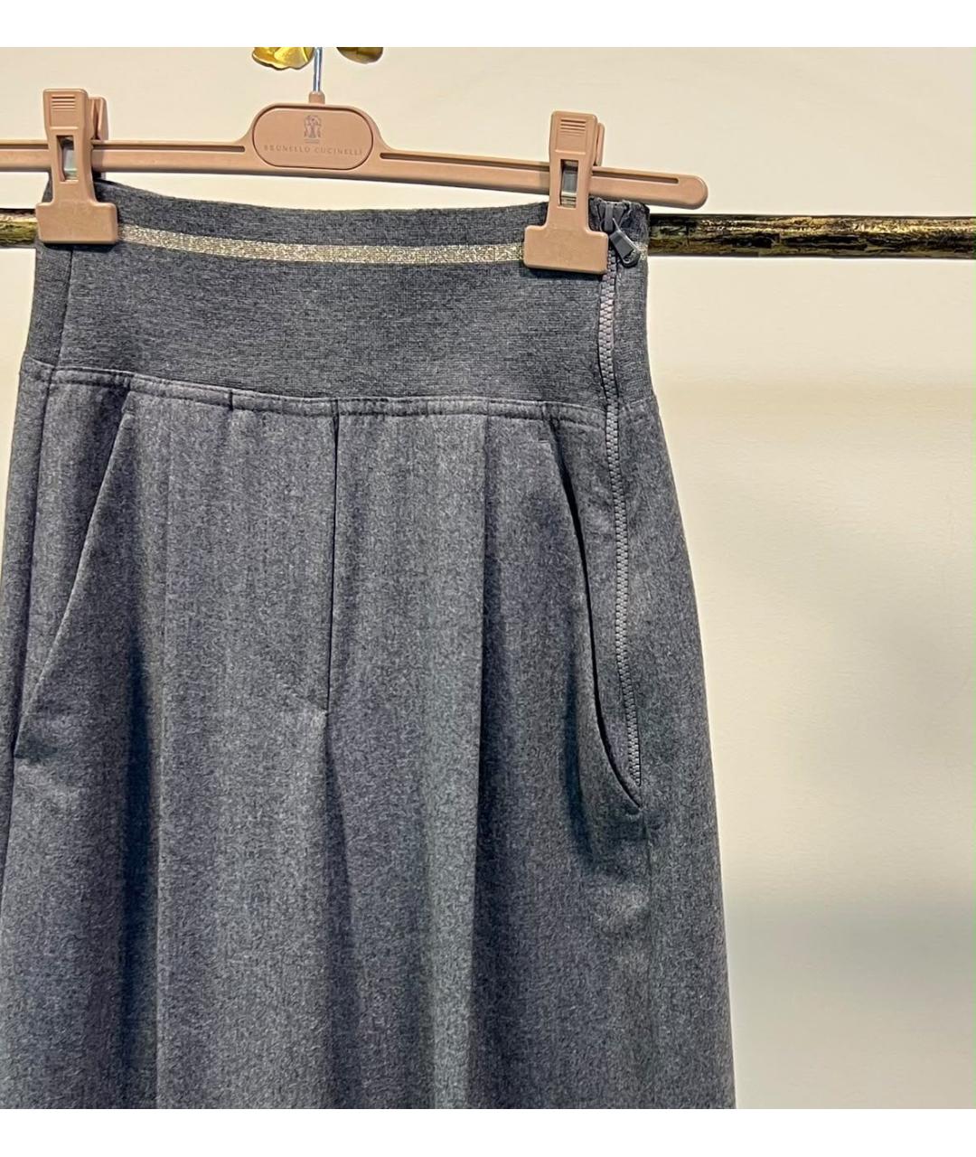 BRUNELLO CUCINELLI Антрацитовые шерстяные бриджи, фото 3