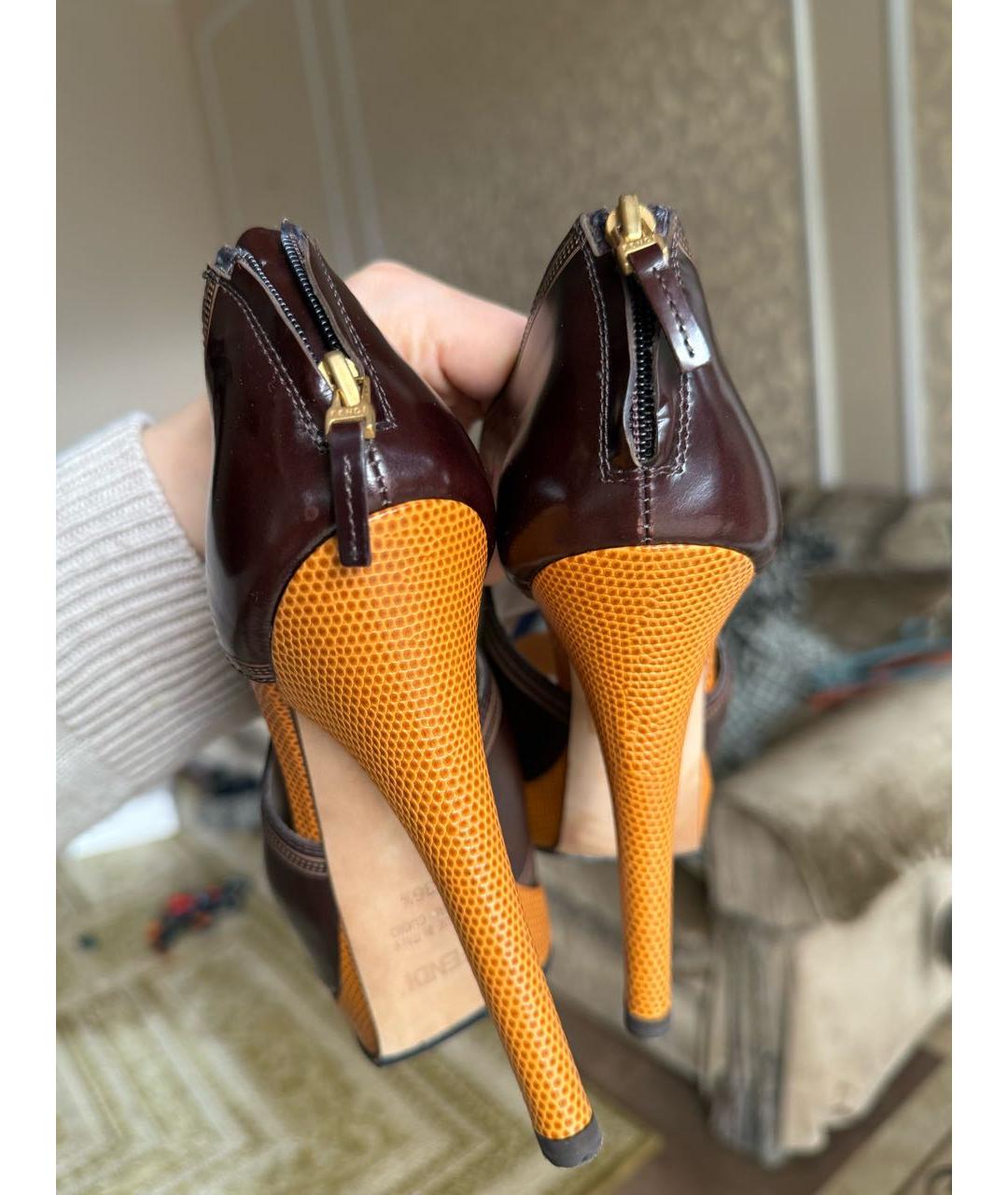 FENDI Коричневые кожаные туфли, фото 4