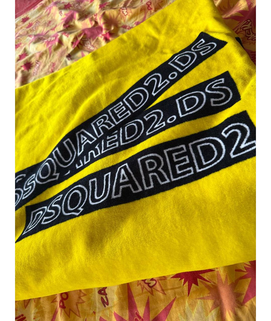 DSQUARED2 Желтое хлопковое полотенце, фото 7